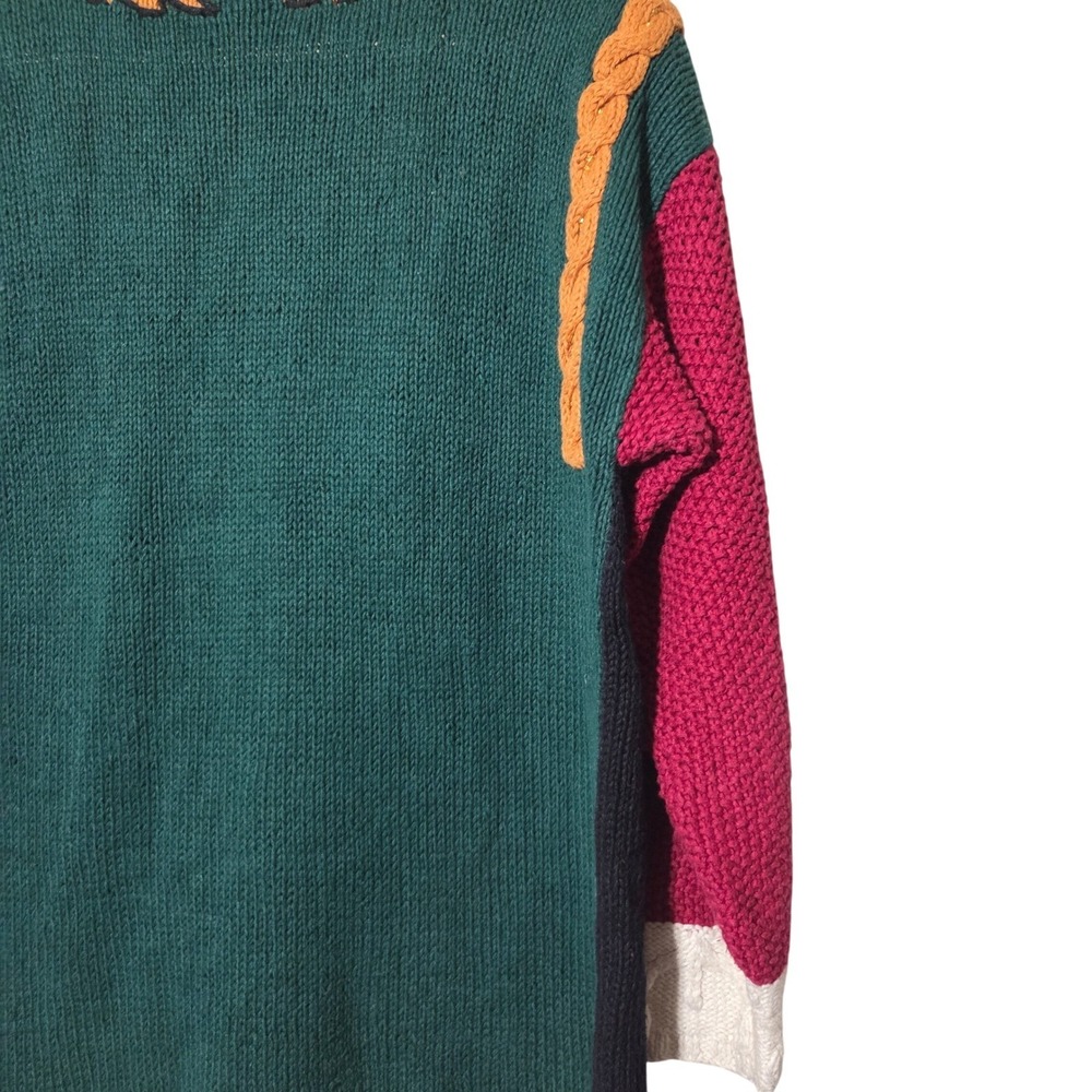 Jennifer Collection Vintage Colorblock Sweater Ornate Tapestry Knit Artsy Boho - Picture 8 of 8